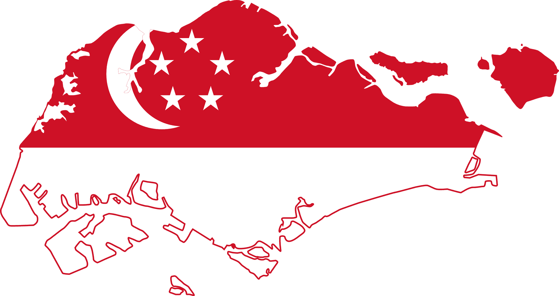 Singapore Flag Map PNG Image