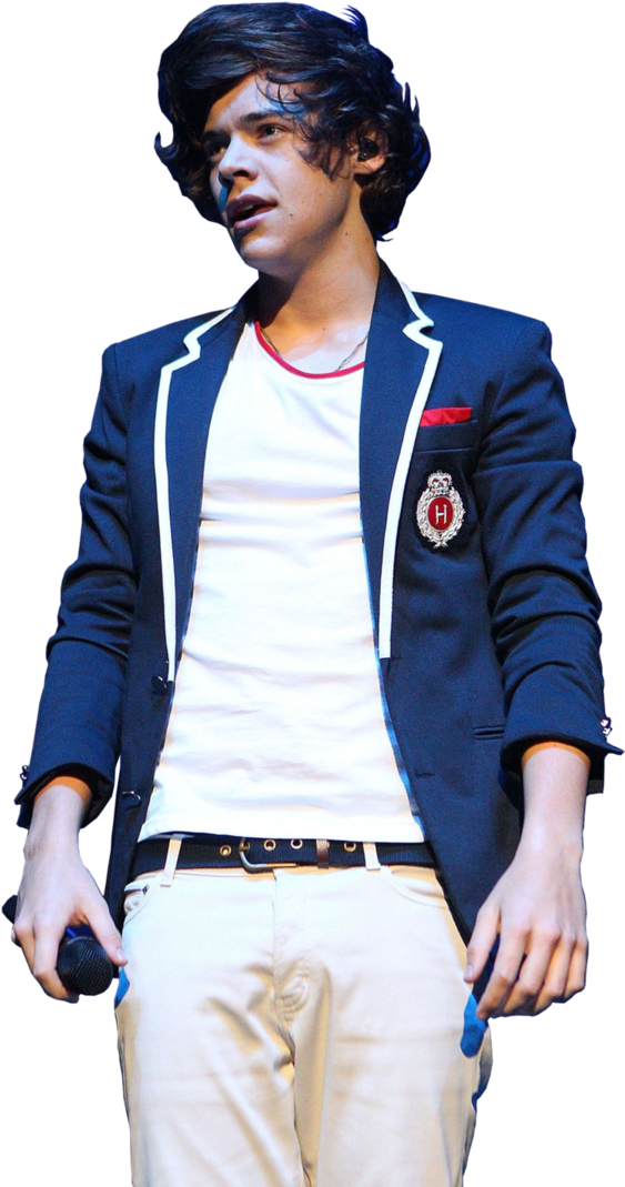 Singerin Blue Blazer Performing PNG Image