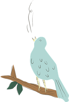 Singing_ Bird_on_ Branch_ Vector PNG Image