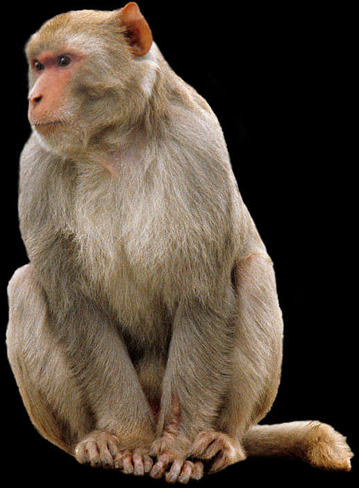 Sitting Monkey Portrait PNG Image