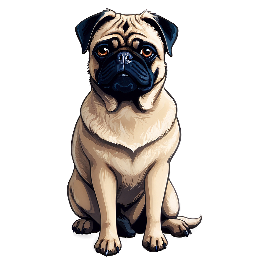 Sitting Pug Illustration Png Wvn PNG Image