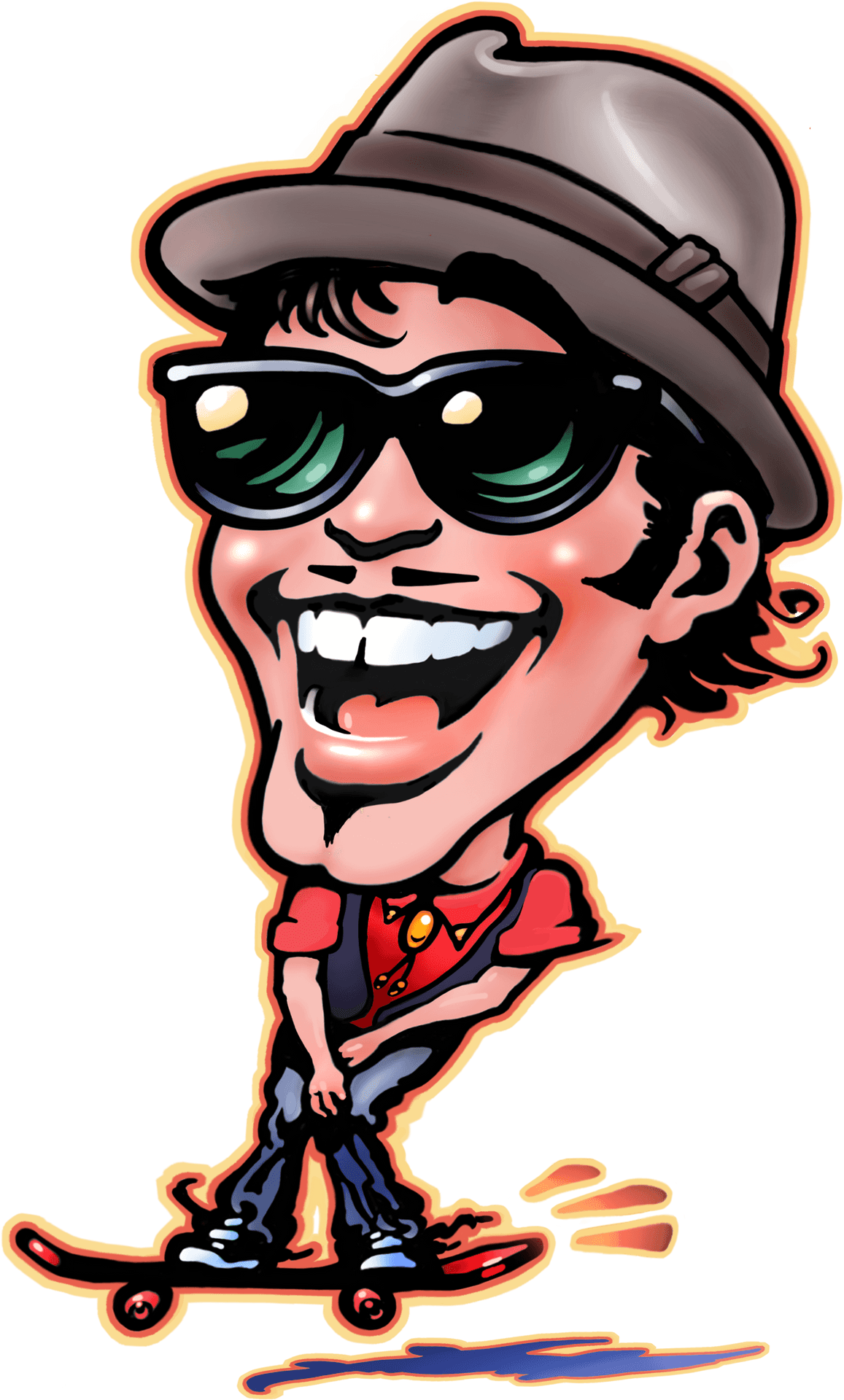 Skateboarding Caricature Man.png PNG Image