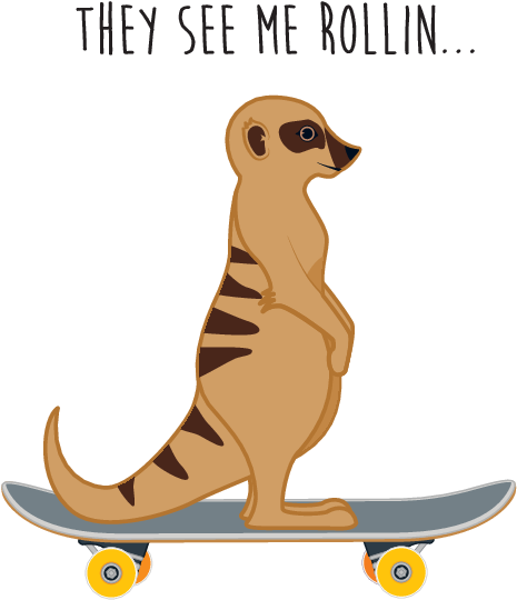 Skateboarding Meerkat Cartoon PNG Image