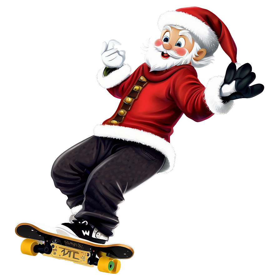 Skateboarding Santa Cartoon Png 06282024 PNG Image