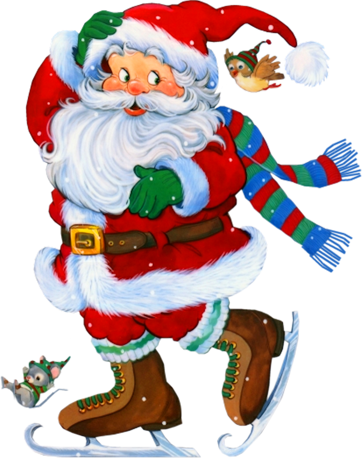 Skating Santa Claus Illustration PNG Image