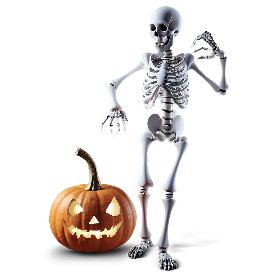 Skeleton Dancing Beside Pumpkin Png Wif61 PNG Image