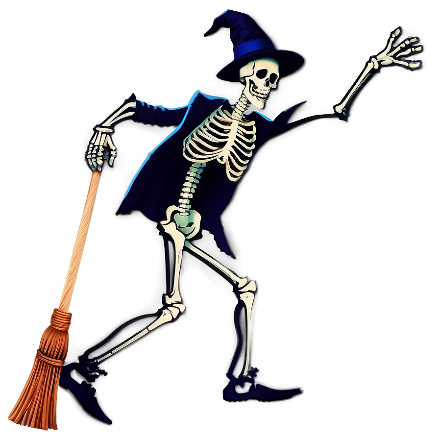 Skeleton Dancing With Broom Png Iji28 PNG Image