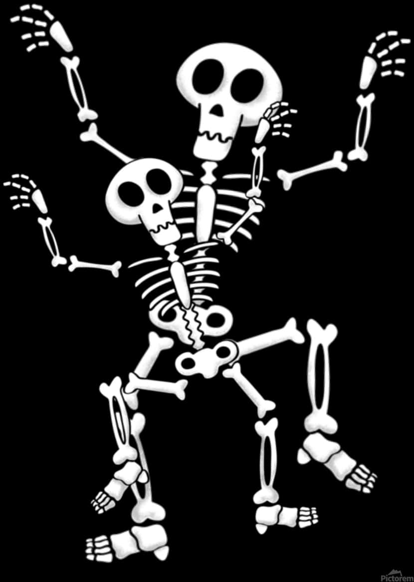 Skeleton Family Hanging Out Together PNG Image