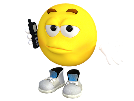 Skeptical Emoji With Phoneand Shoes PNG Image