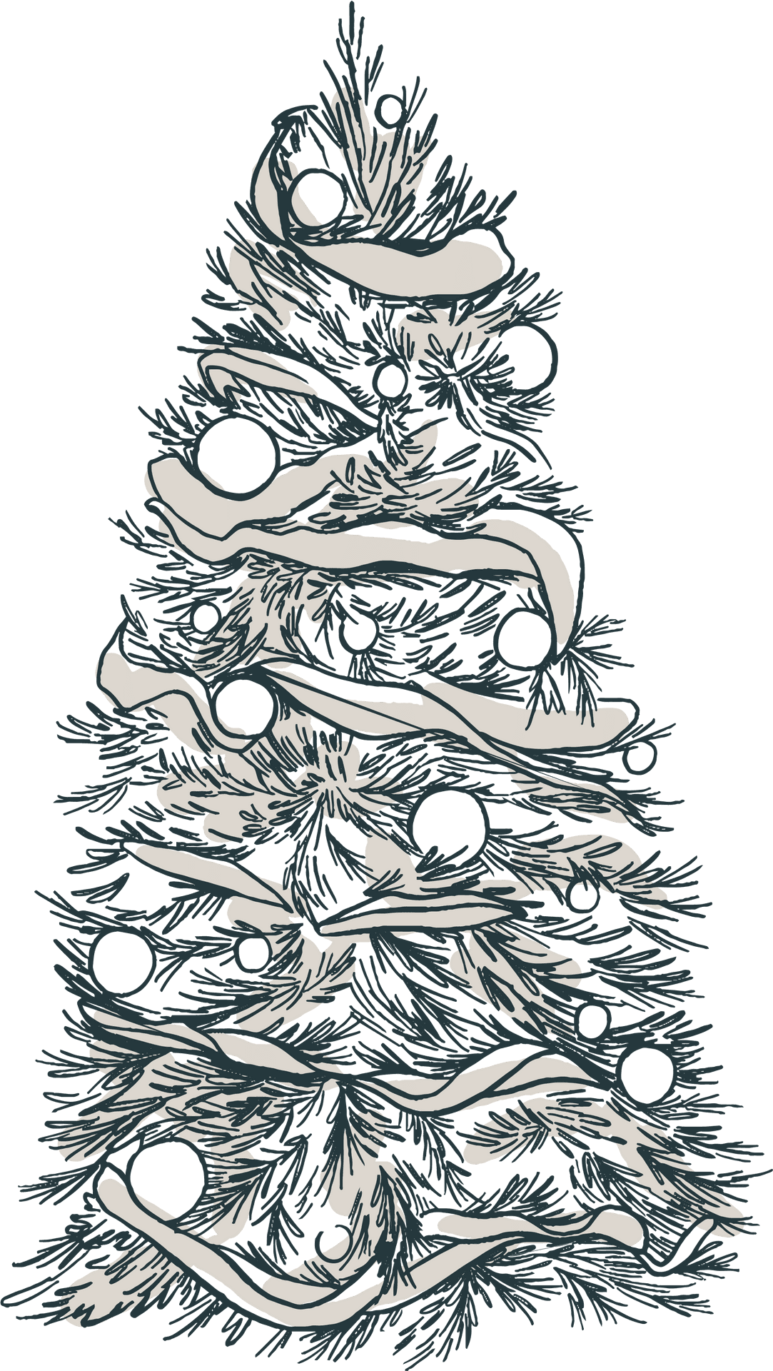 Sketch Style Christmas Tree PNG Image