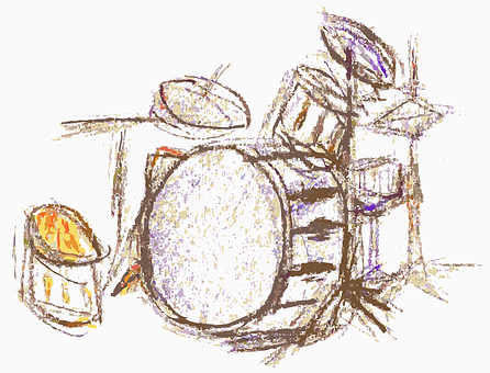 Sketchof Drum Set PNG Image