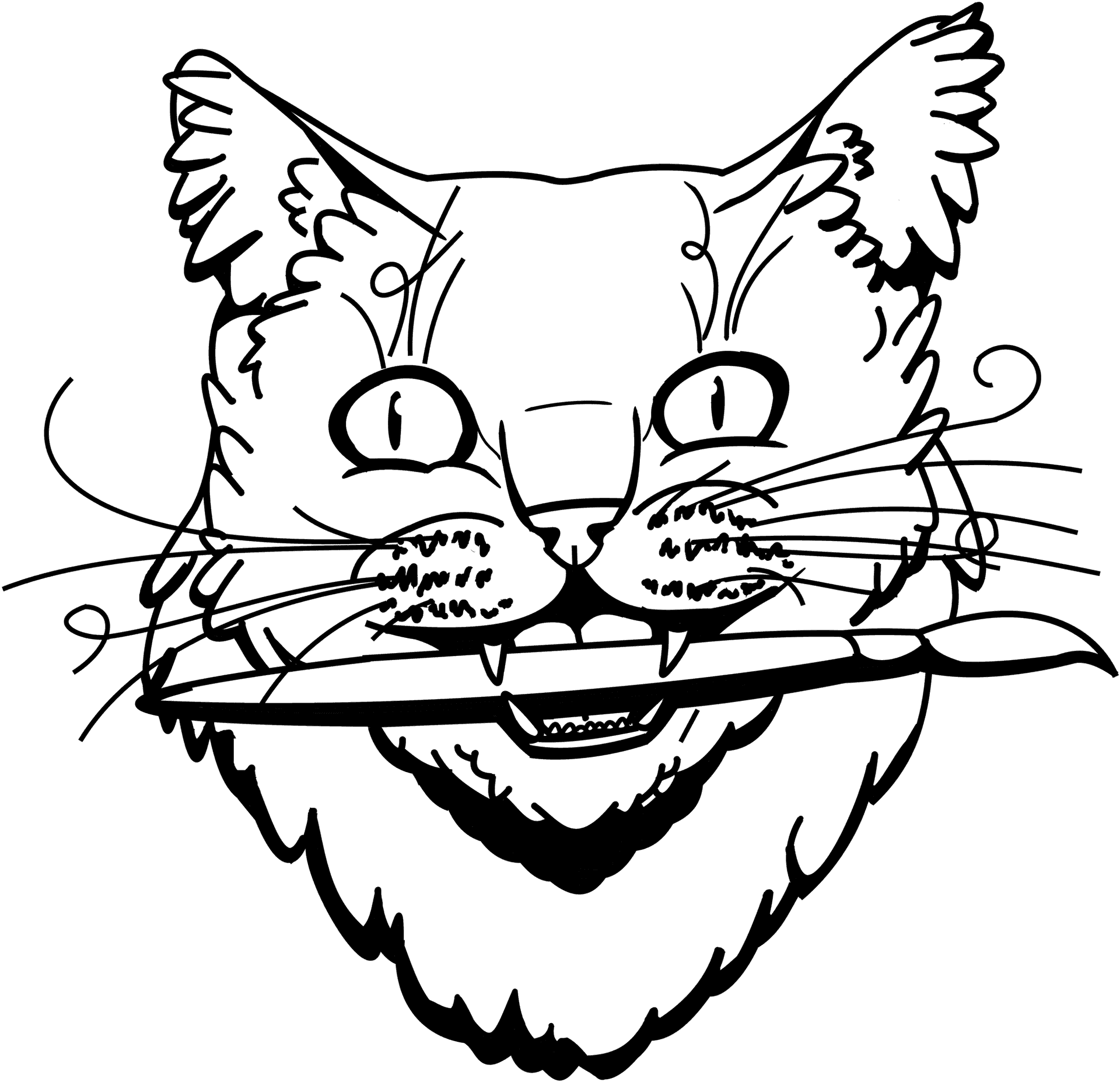 Sketchof Smiling Cat PNG Image