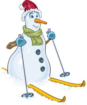 Skiing Snowman Christmas Illustration PNG Image