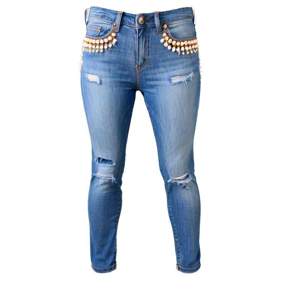 Skinny Jeans With Rhinestones Png Hjc PNG Image