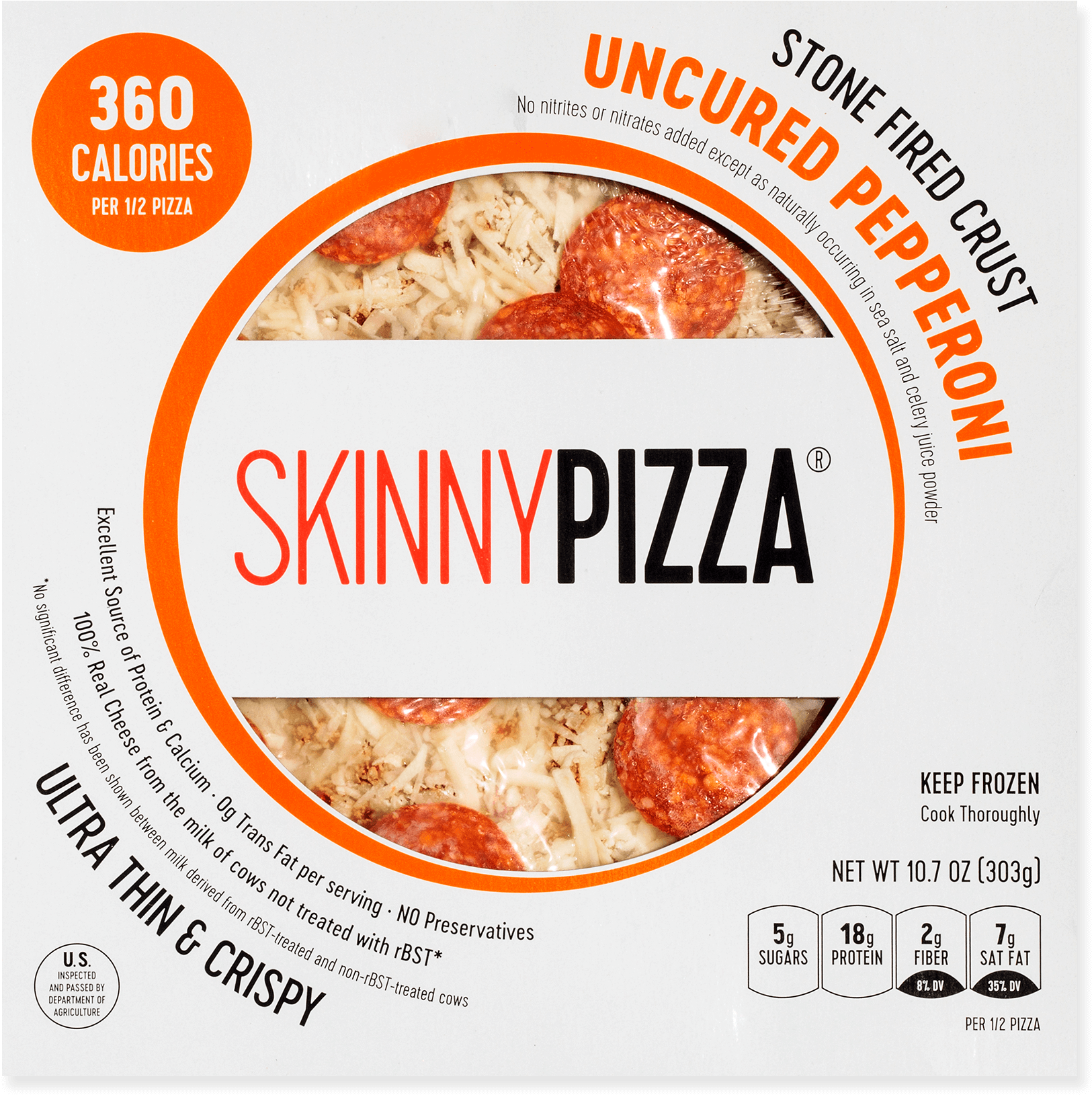 Skinny Pizza Pepperoni Stone Fired Crust Box PNG Image