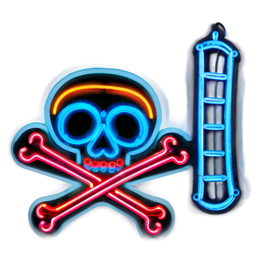 Skull And Crossbones Neon Sign Png Ntw35 PNG Image