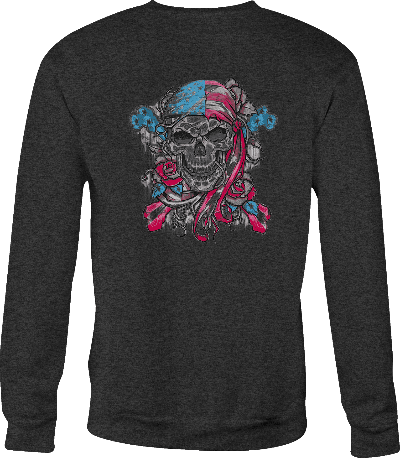 Skull Pirate Graphic Long Sleeve Shirt PNG Image