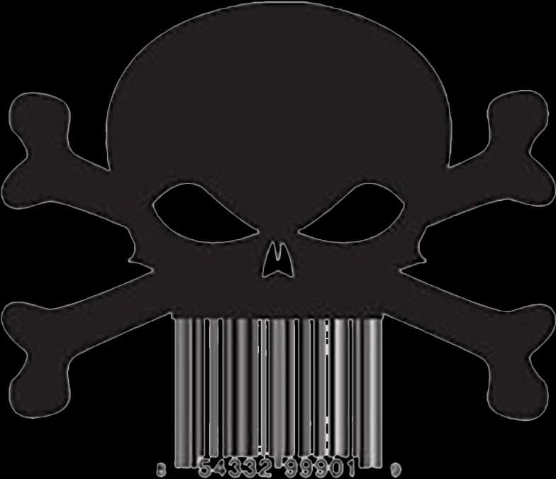 Skulland Crossbones Barcode Art PNG Image