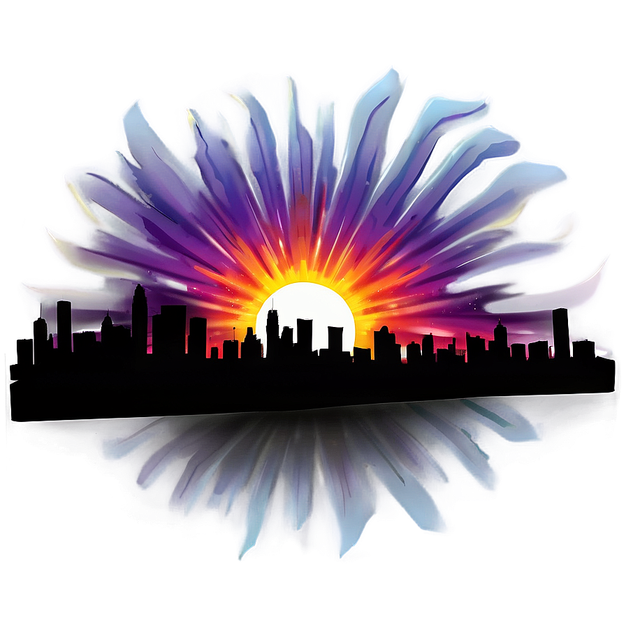 Skyline And Sun Rays Png 30 PNG Image