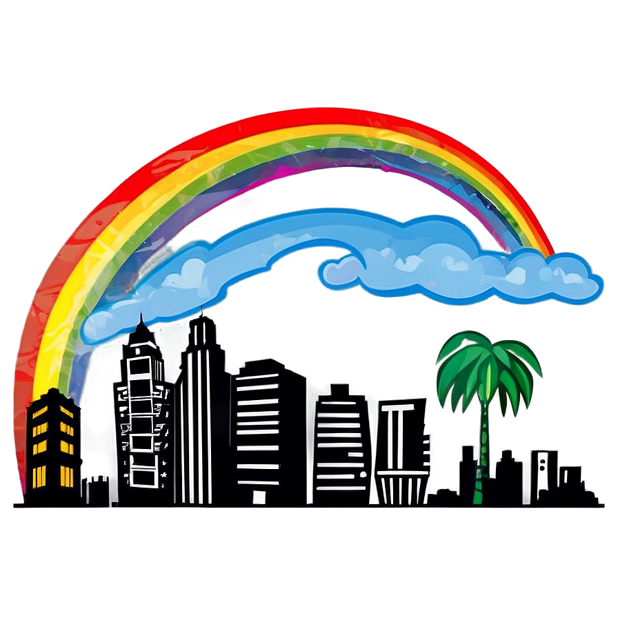 Skyline With Rainbow Png Rvp5 PNG Image