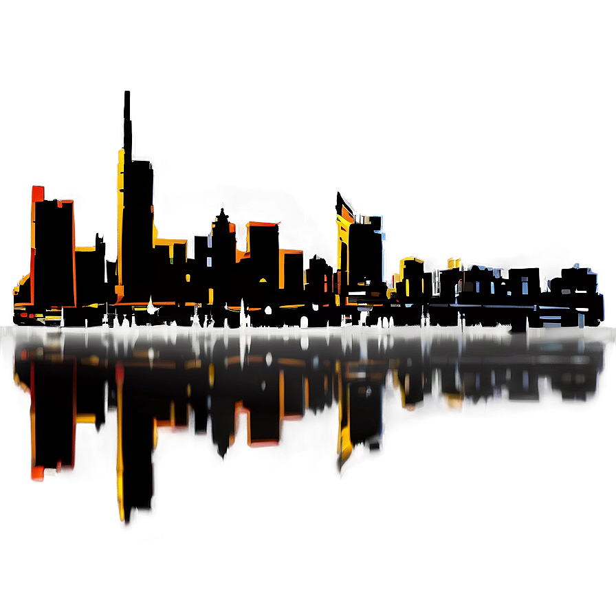 Skyline With Reflection Png Xbu PNG Image