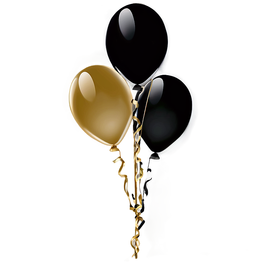 Sleek Black And Gold Party Balloons Png Rjv55 PNG Image