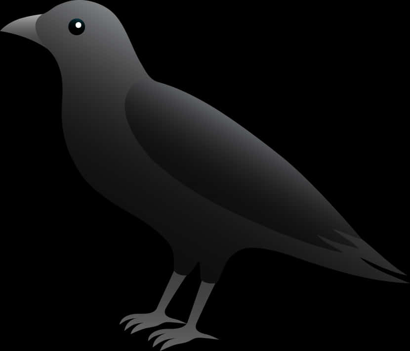 Sleek Black Crow Illustration PNG Image