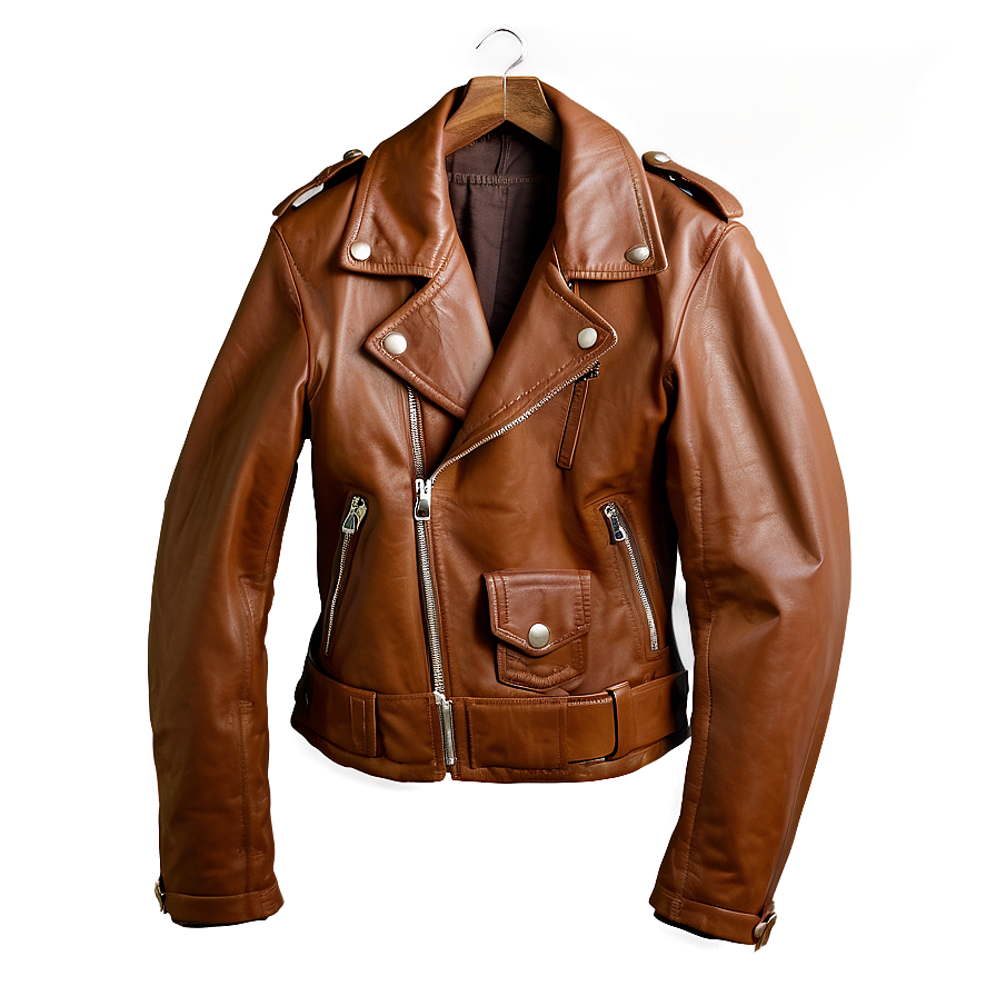 Sleek Brown Leather Jacket Png 06202024 PNG Image