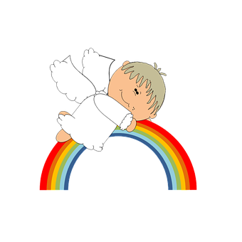 Sleeping Angelon Rainbow PNG Image