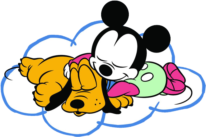 Sleeping Baby Mickeyand Pluto PNG Image