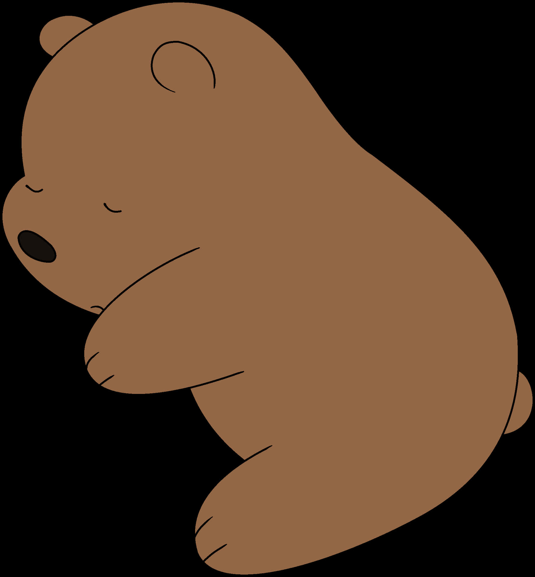 Sleeping Brown Bear Cartoon PNG Image