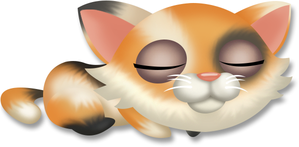 Sleeping Calico Cat Cartoon PNG Image