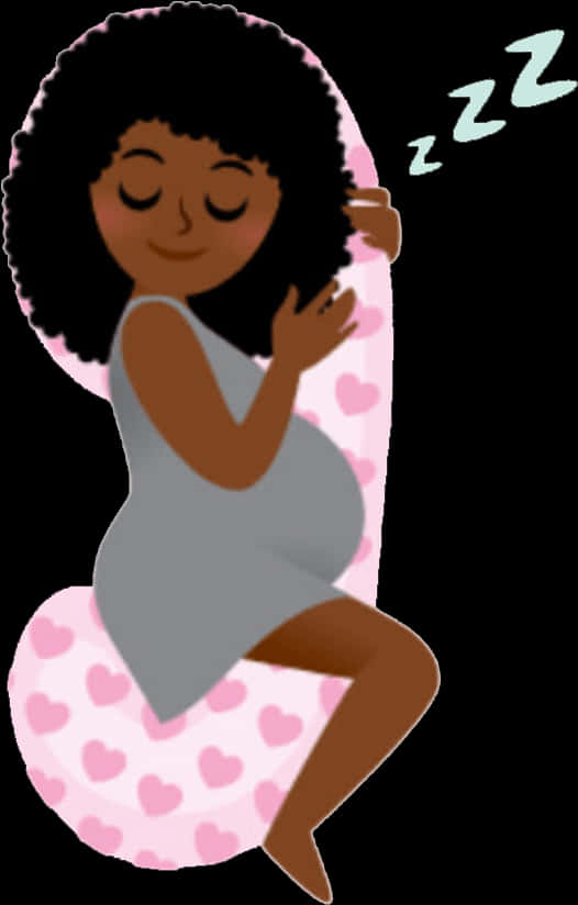 Sleeping Cartoon Girlon Moon Pillow PNG Image