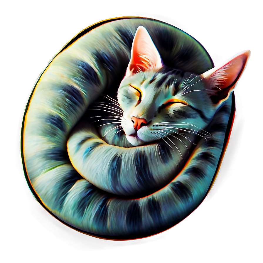 Sleeping Cat Art Png B PNG Image