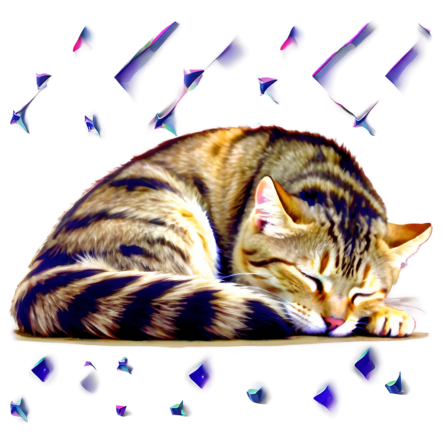 Sleeping Cat Art Png C PNG Image