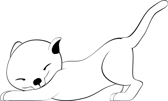 Sleeping Kitten Silhouette PNG Image