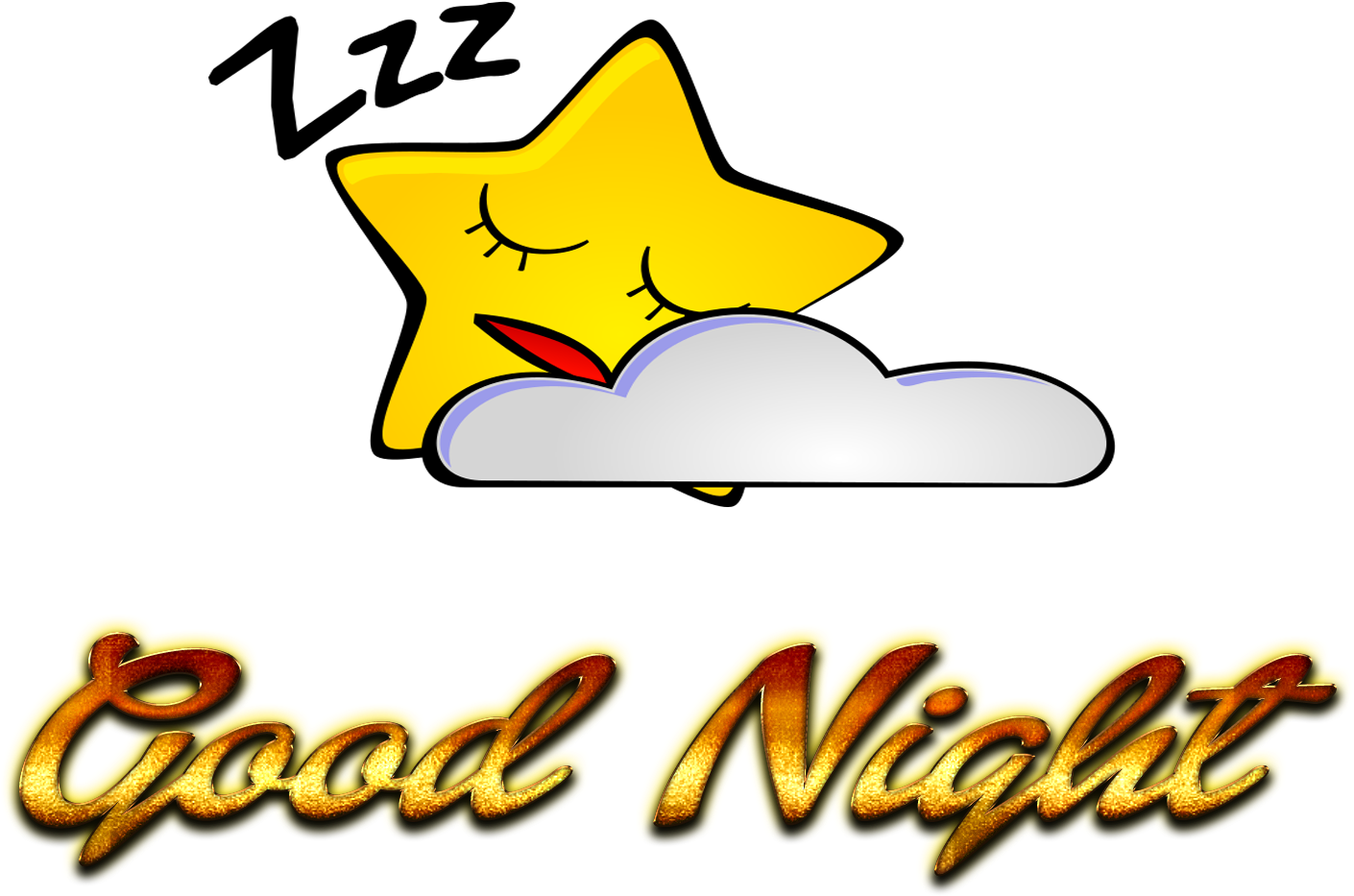 Sleeping Star Good Night Greeting PNG Image