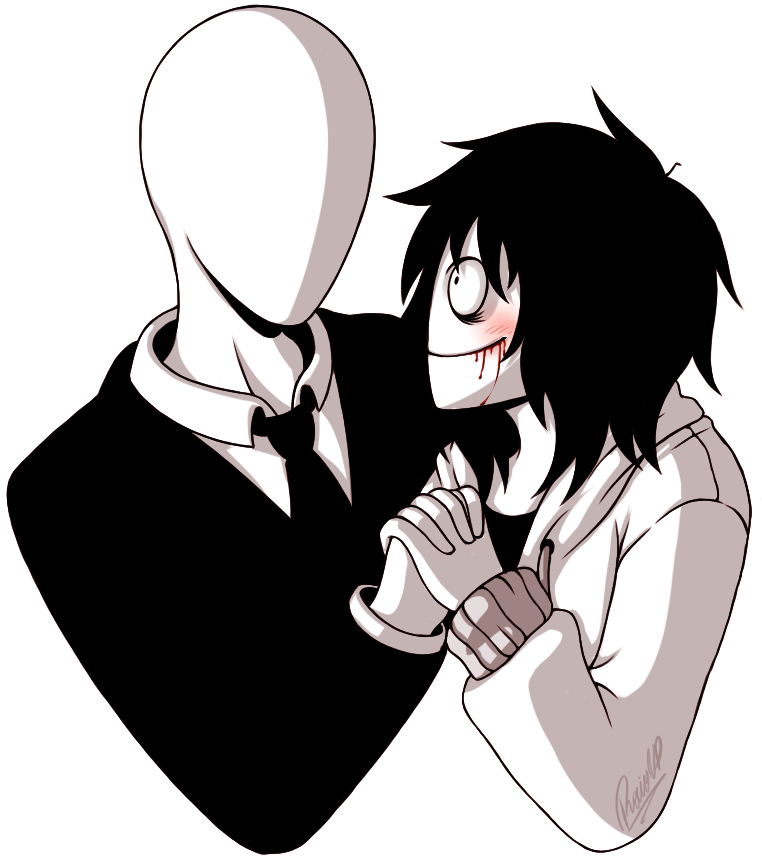 Slender Manand Admirer Artwork PNG Image