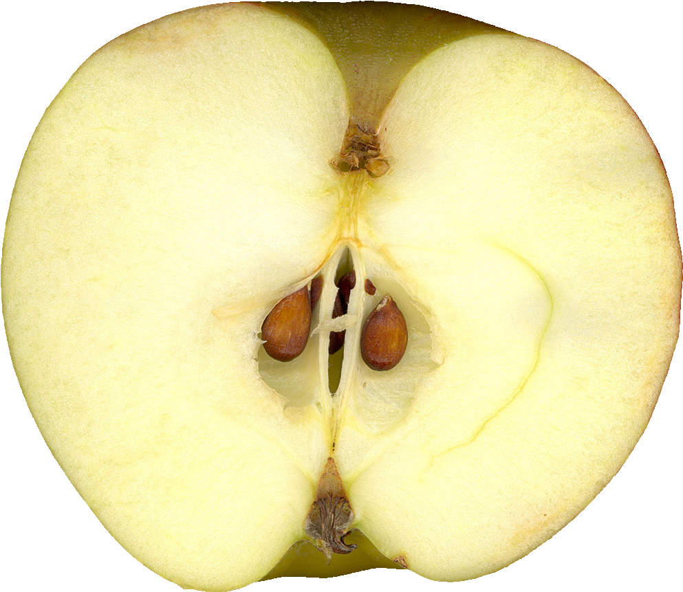 Sliced Apple Half Revealing Seeds PNG Image