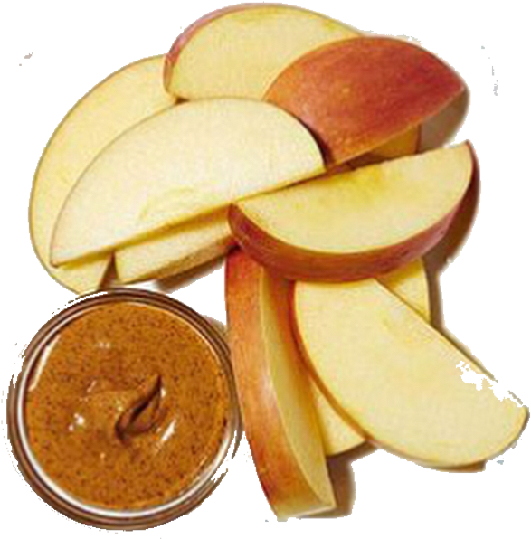 Sliced Apple With Almond Butter Dip PNG Image