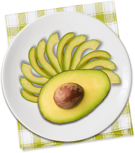 Sliced Avocado Fanned Plate Presentation PNG Image