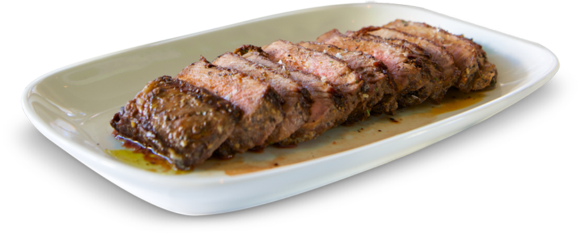 Sliced Grilled Steakon Plate PNG Image