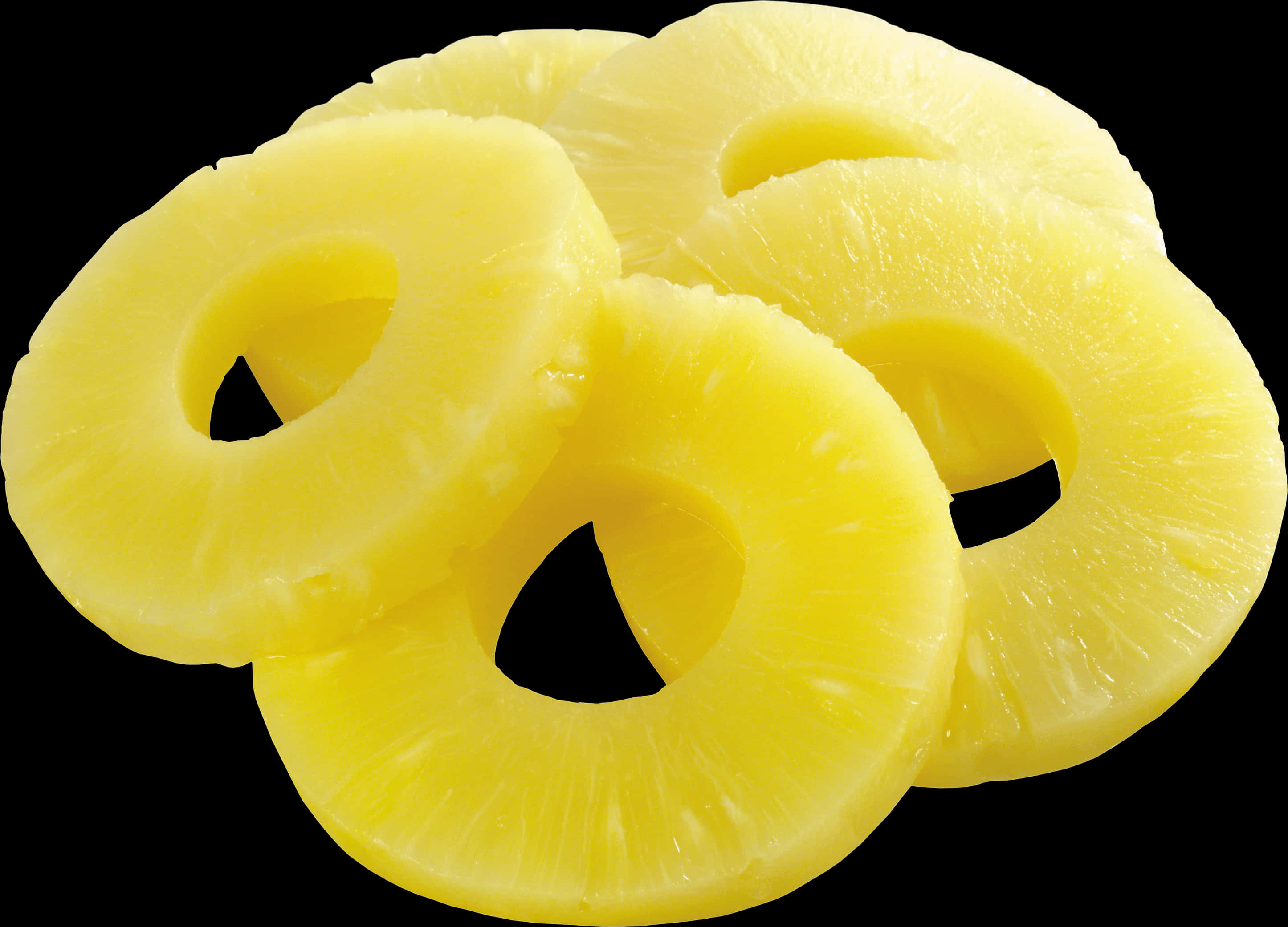 Sliced Pineapple Rings Black Background PNG Image