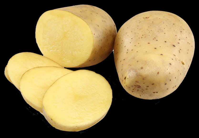 Sliced Potatoon Black Background PNG Image