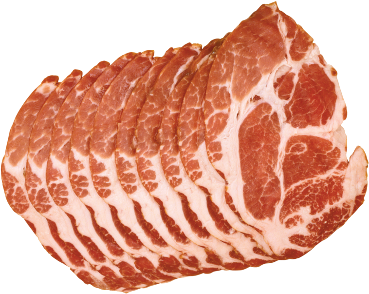 Sliced Raw Bacon Stacked PNG Image