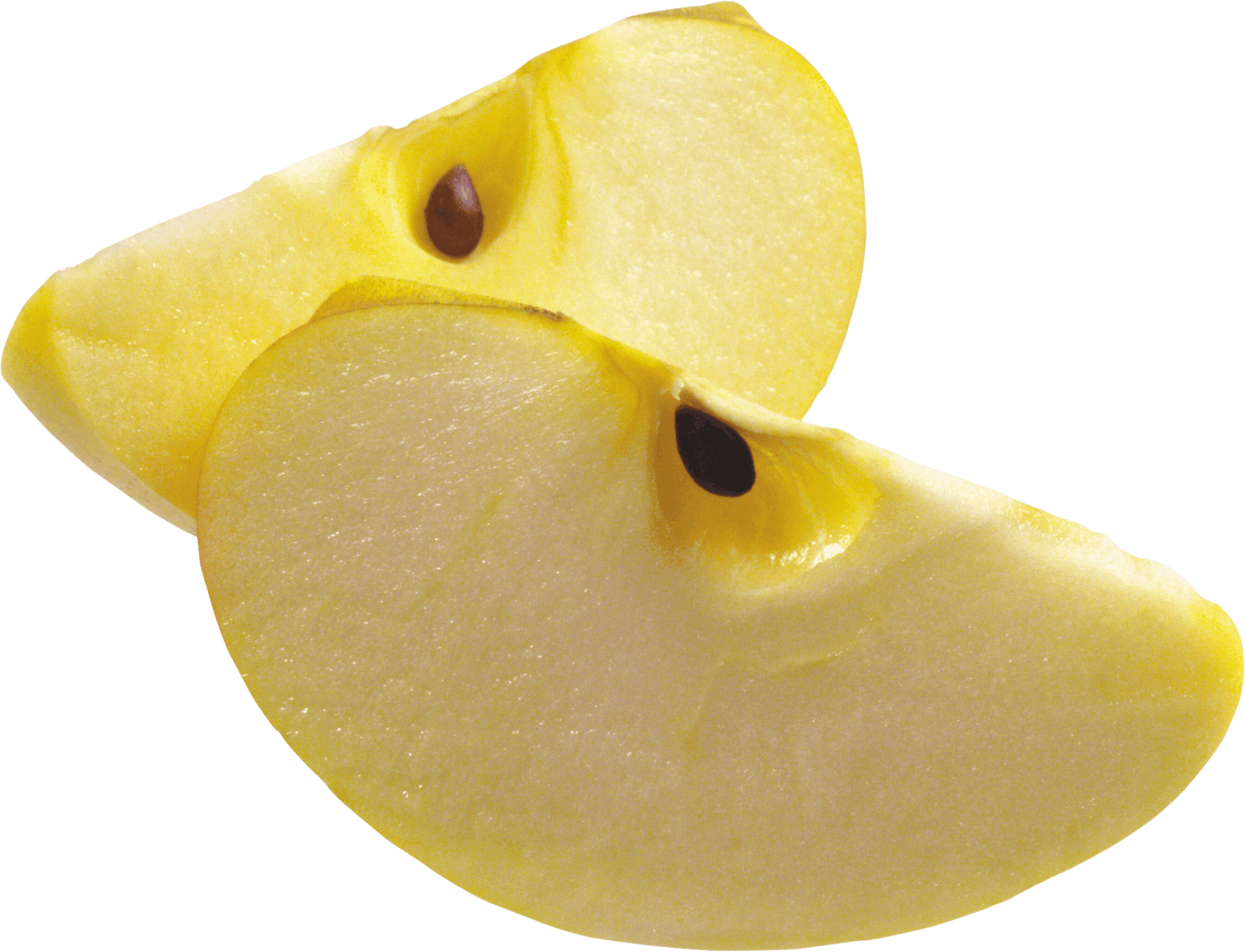 Sliced Yellow Apple Pieces PNG Image