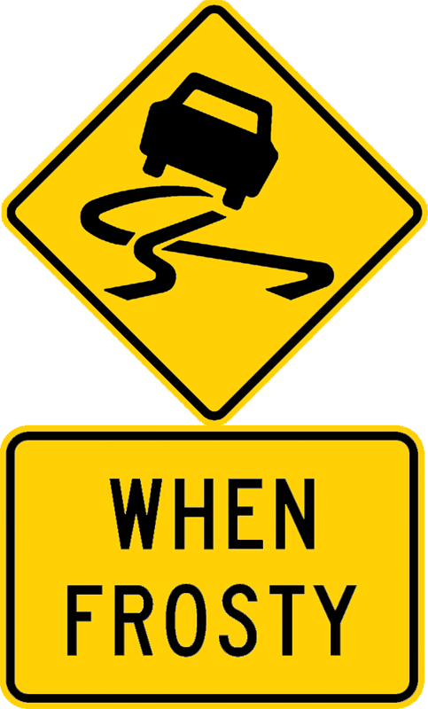 Slippery When Frosty Road Sign PNG Image