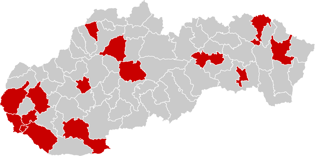 Slovakia Districts Highlighted Map PNG Image