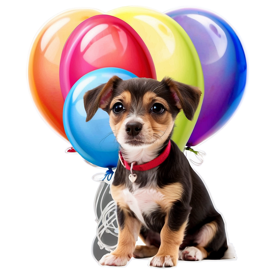 Small Dog With Balloons Png Kob90 PNG Image