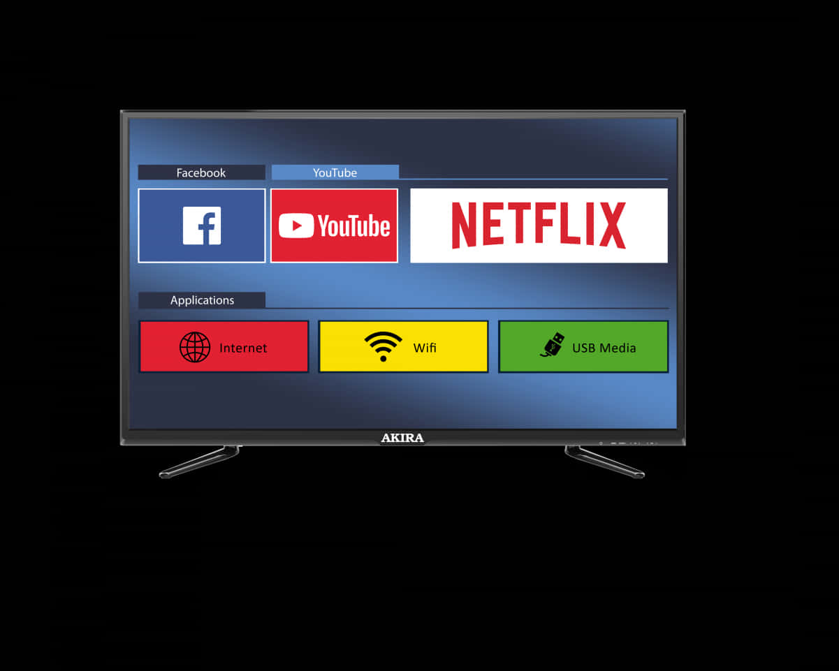 Smart T V Displaying Streaming Apps PNG Image